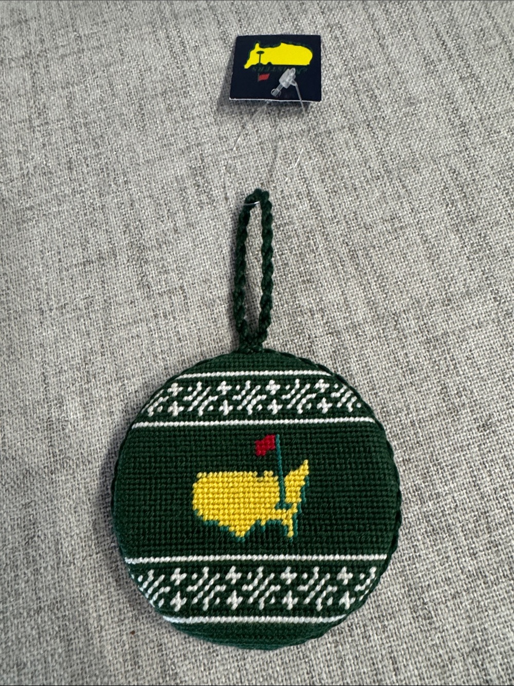 Masters Green and Yellow Golf Ornament with Red Flag